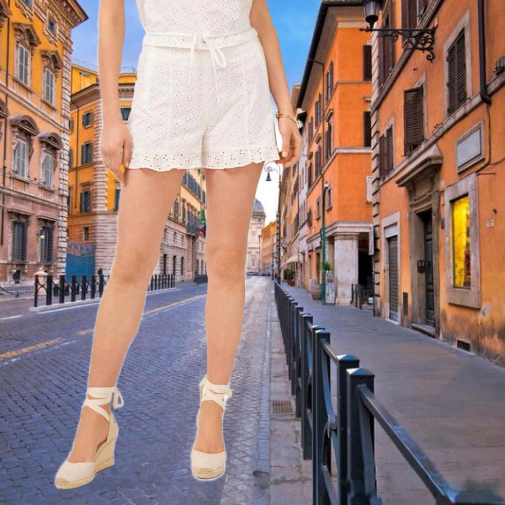 High waist Cotton Eyelet Ruffle Shorts NWT